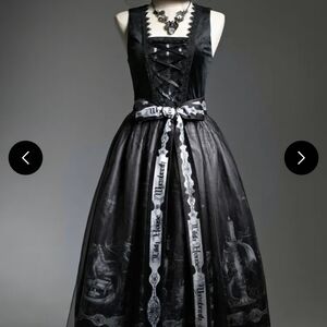 Dragon's Breath Black Gothic Candle and Gragon Print Jumper Skirt